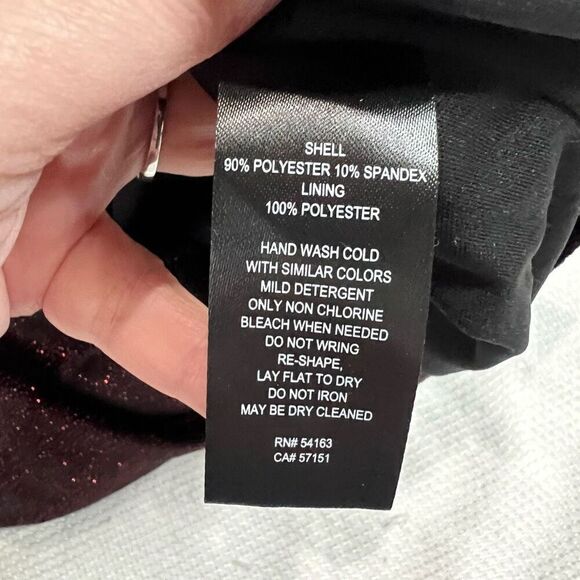 JH Evenings Black Shimmering Red Scoop Neck Sleeveless Dress Sz‎ 12P Women’s - Picture 8 of 10